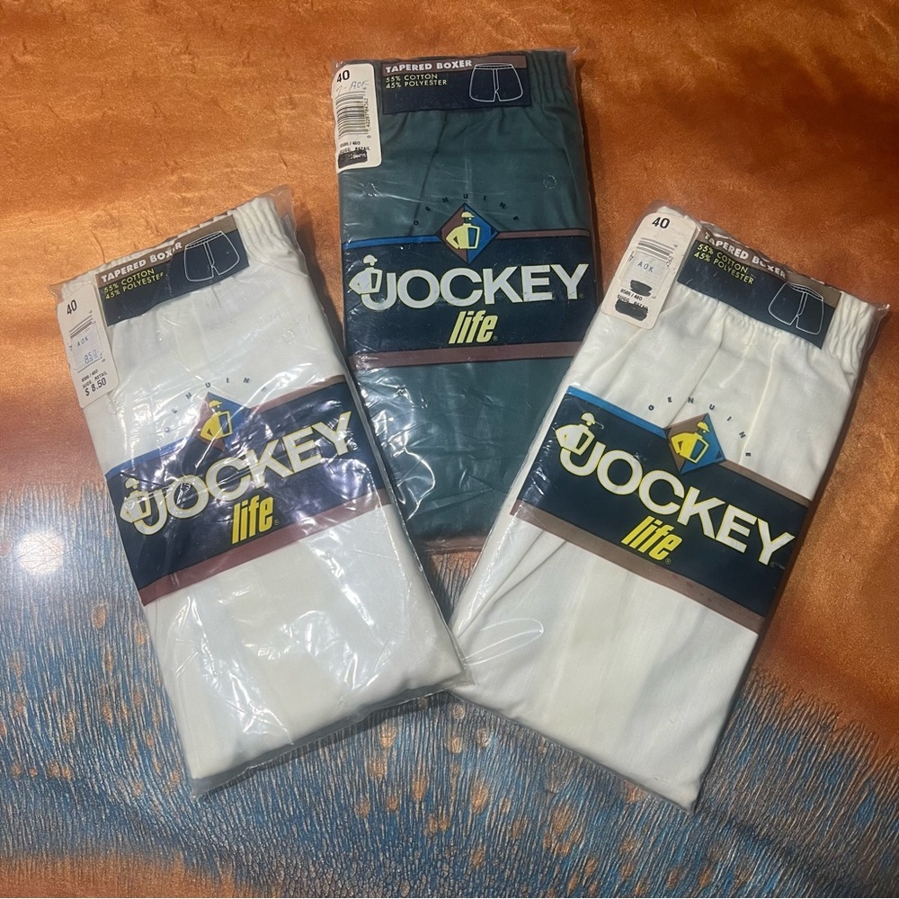 VTG 90s Jockey Life Tapered Boxers Size 40 3 Pairs New Green White NWT